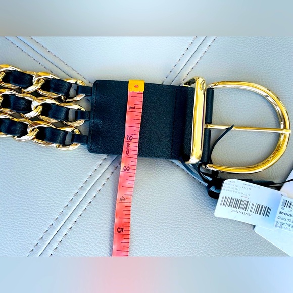 NWT! B-Low The Belt | Wide Leather Chain Belt in Black & Gold Size Small - Picture 12 of 16